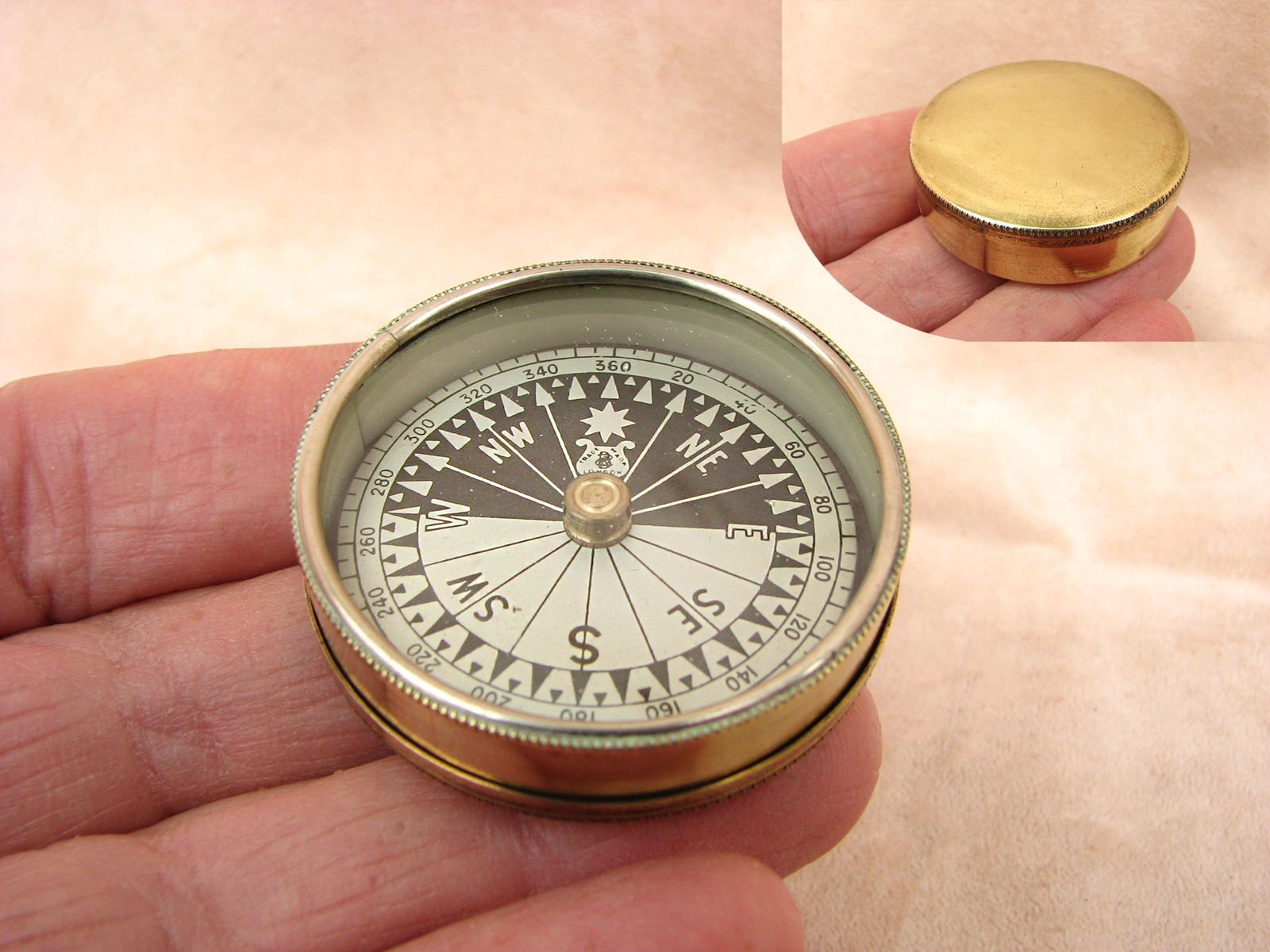 Francis Barker 19th Century brass case pocket compass